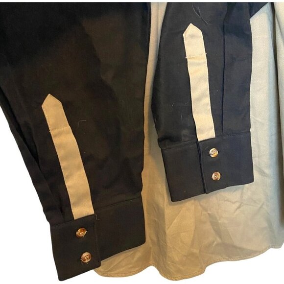 BRONCO Western Rodeo Cowboy Wear Khaki Black‎ Long Sleeve Button-Up Shirt Size L - Picture 3 of 5